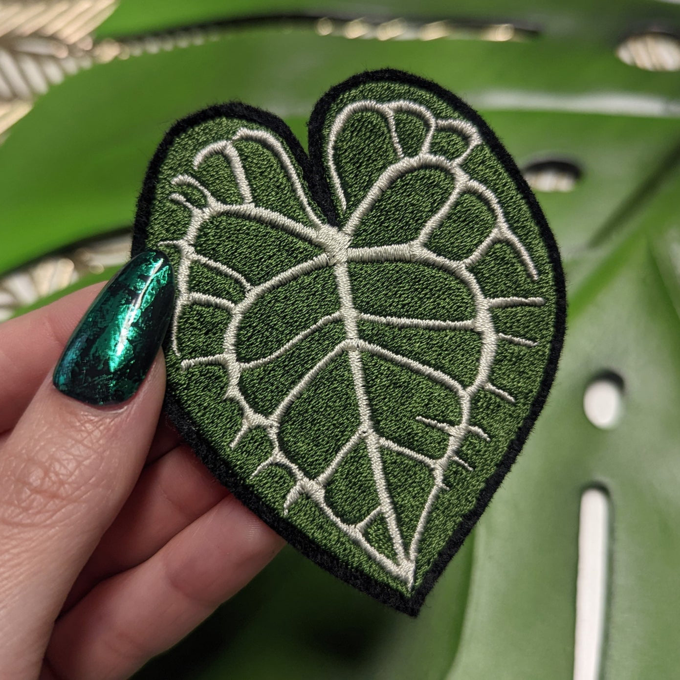 Anthurium Leaf Embroidered Iron-On Patch