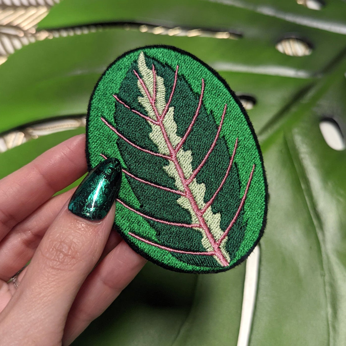 Calathea Leaf Embroidered Iron-On Patch