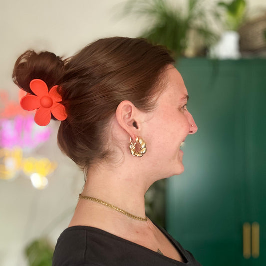 Flower Claw Clip - Vibrant Orange