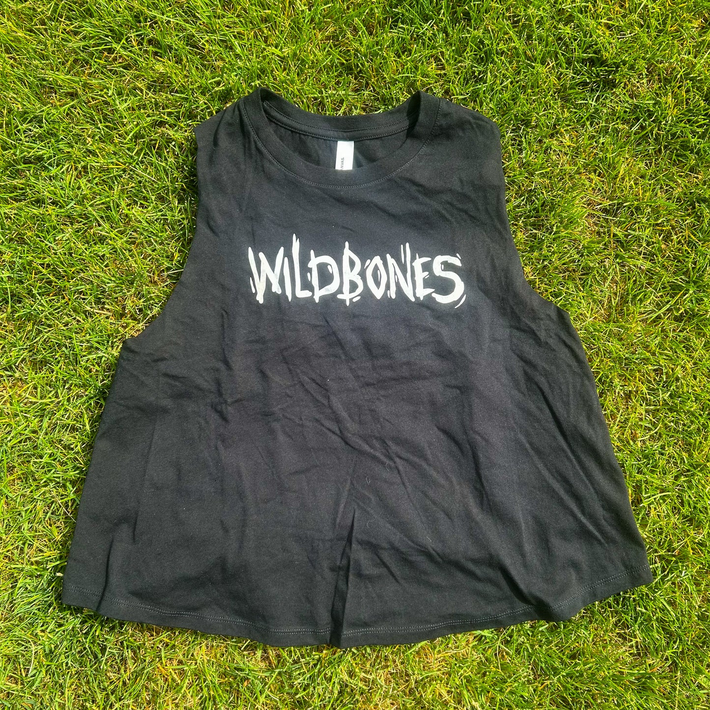 Black Wildbones Cropped Muscle Tank - Secondary Logo