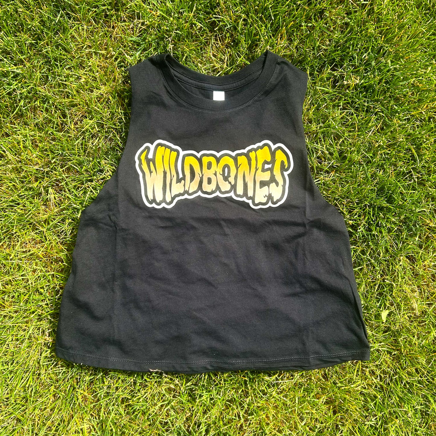 Black Wildbones Cropped Muscle Tank - Original Logo