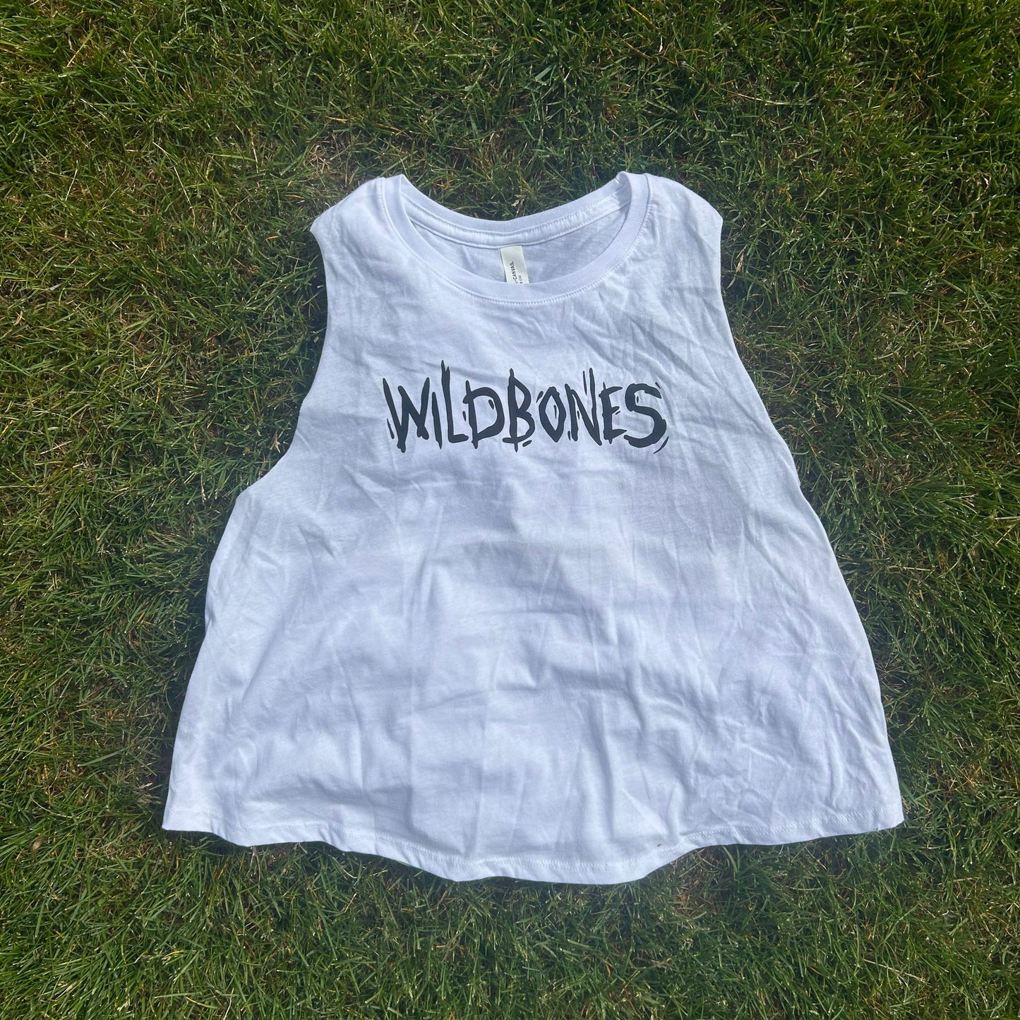 White Wildbones Cropped Muscle Tank - Secondary Logo