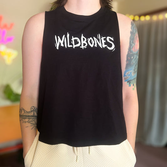 Black Wildbones Cropped Muscle Tank - Secondary Logo