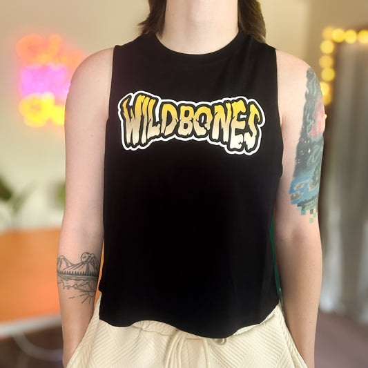 Black Wildbones Cropped Muscle Tank - Original Logo