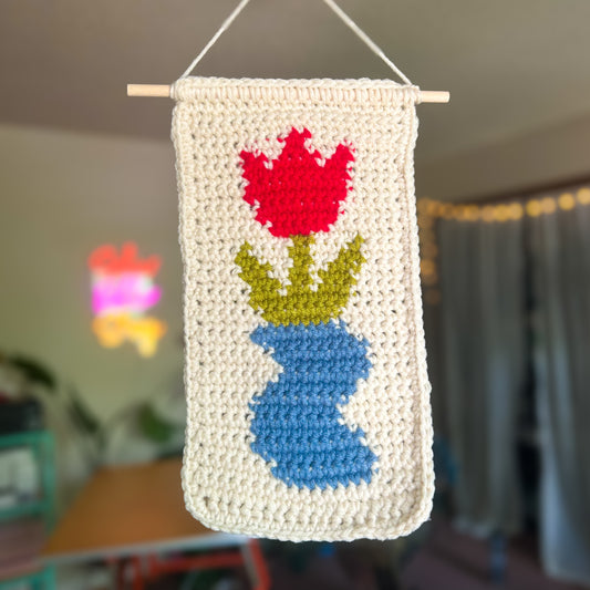 Whimsical Tulip Crocheted Tapestry