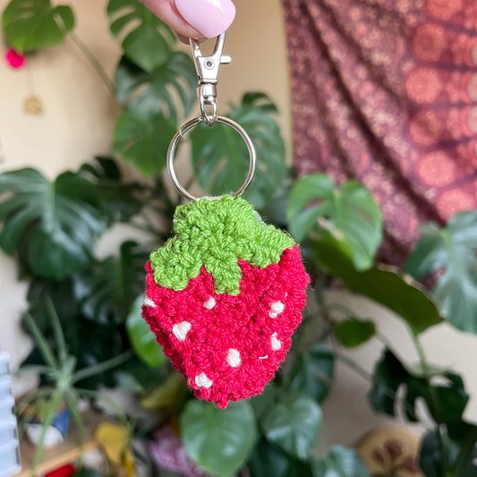 Strawberry Needle Punch Keychain - Red