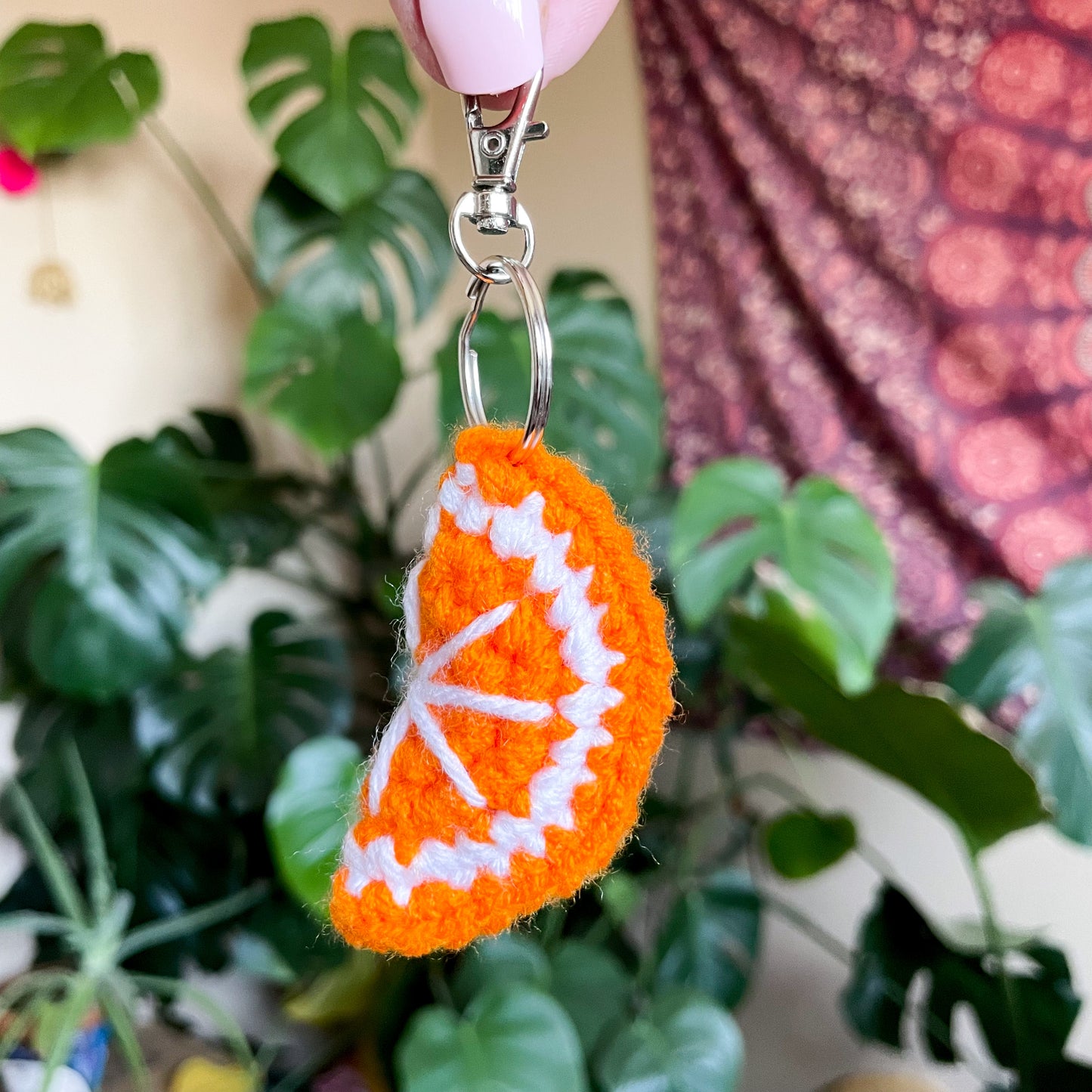 Orange Slice Crochet Keychain