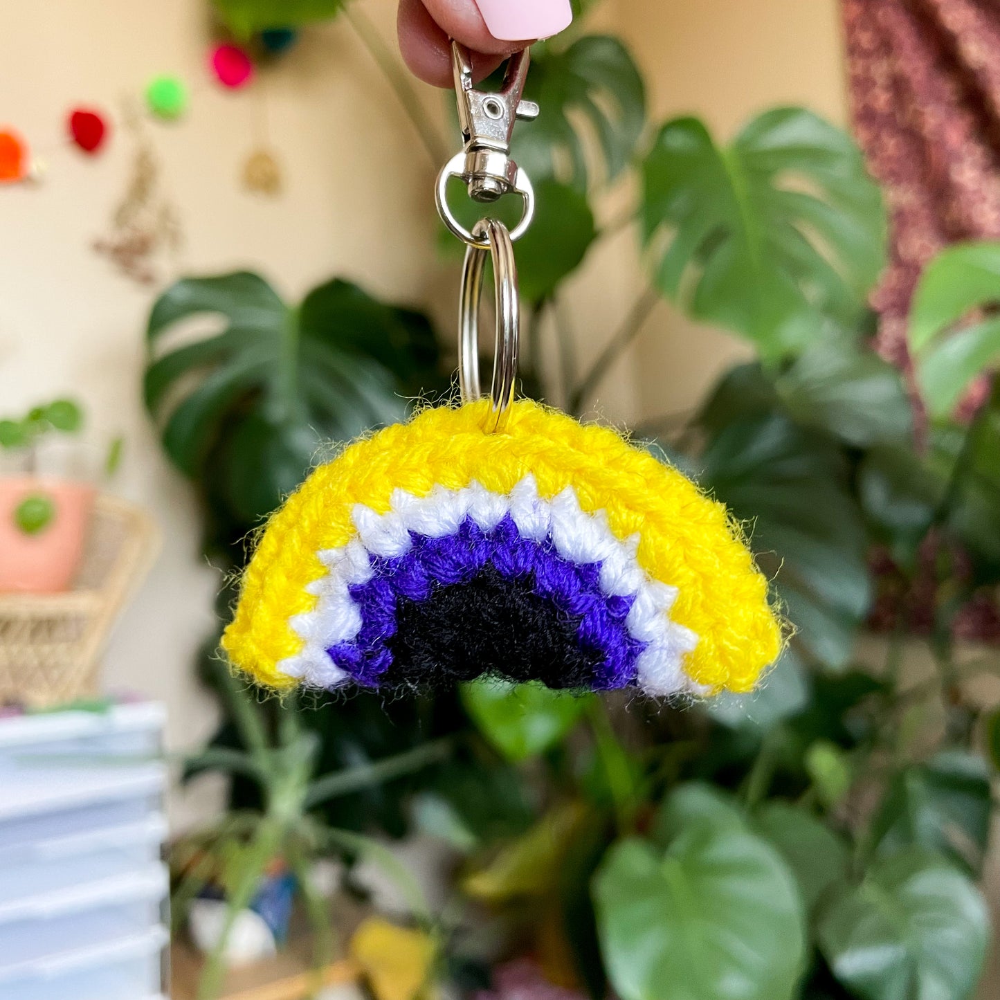 Non-Binary Flag Crochet Keychain