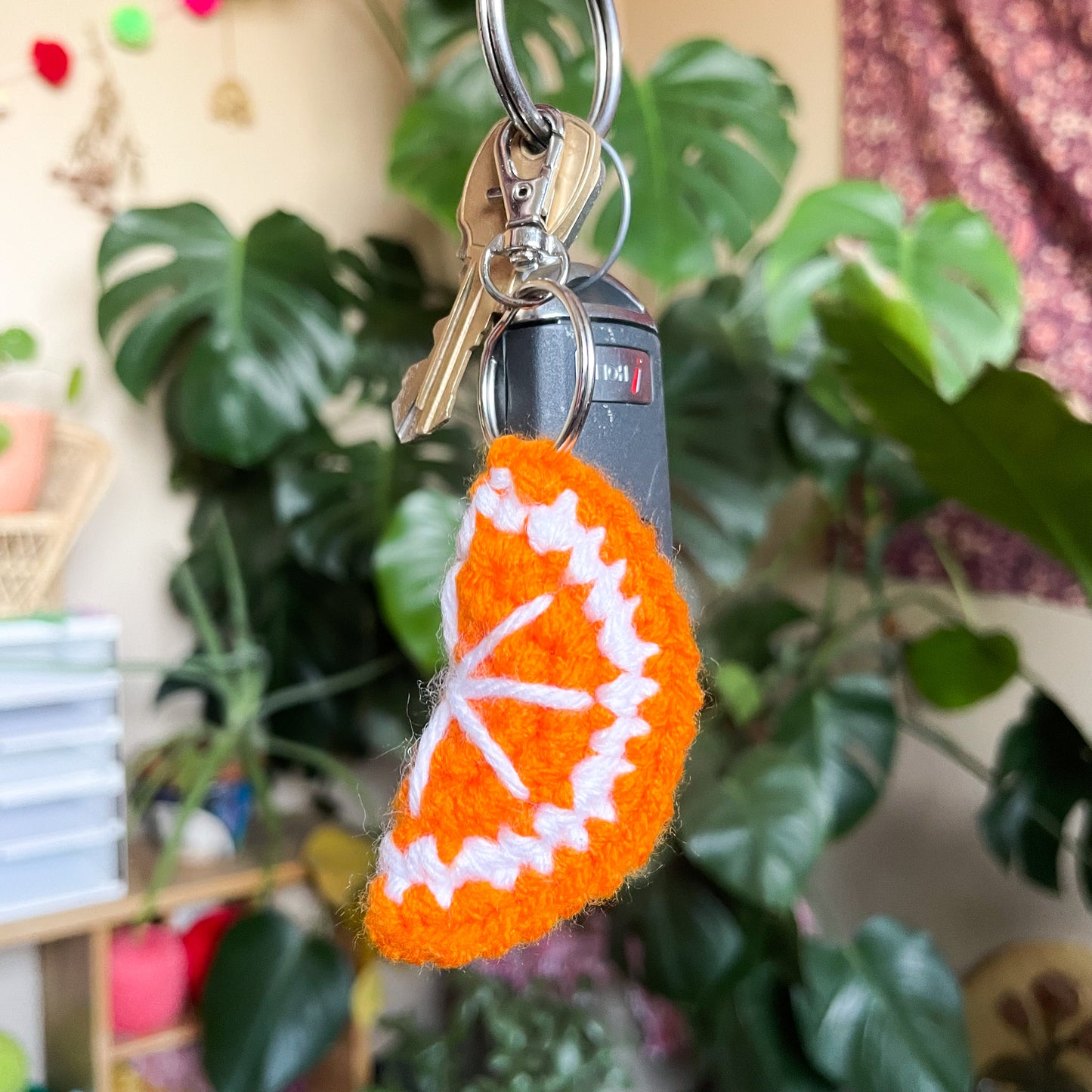 Orange Slice Crochet Keychain