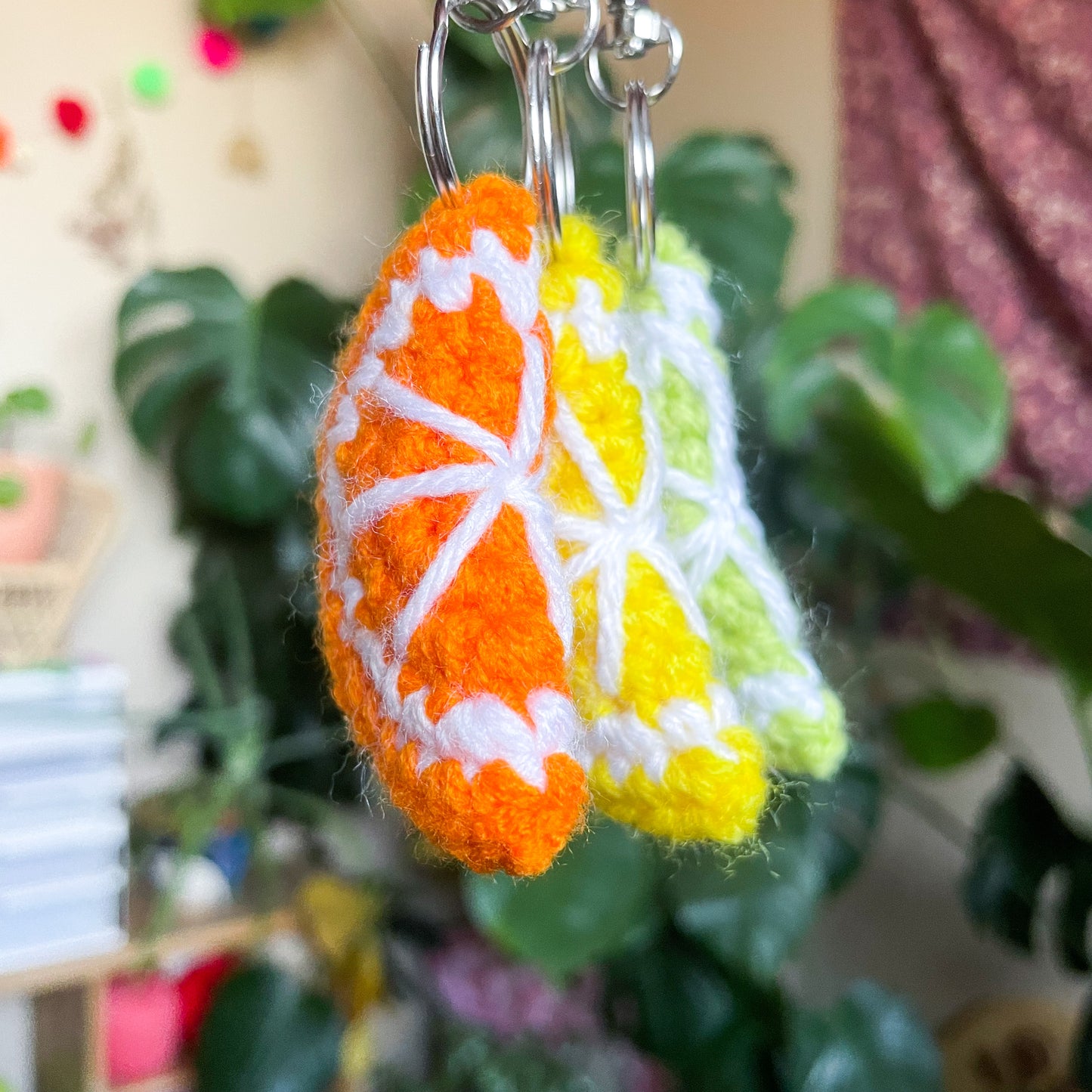 Orange Slice Crochet Keychain
