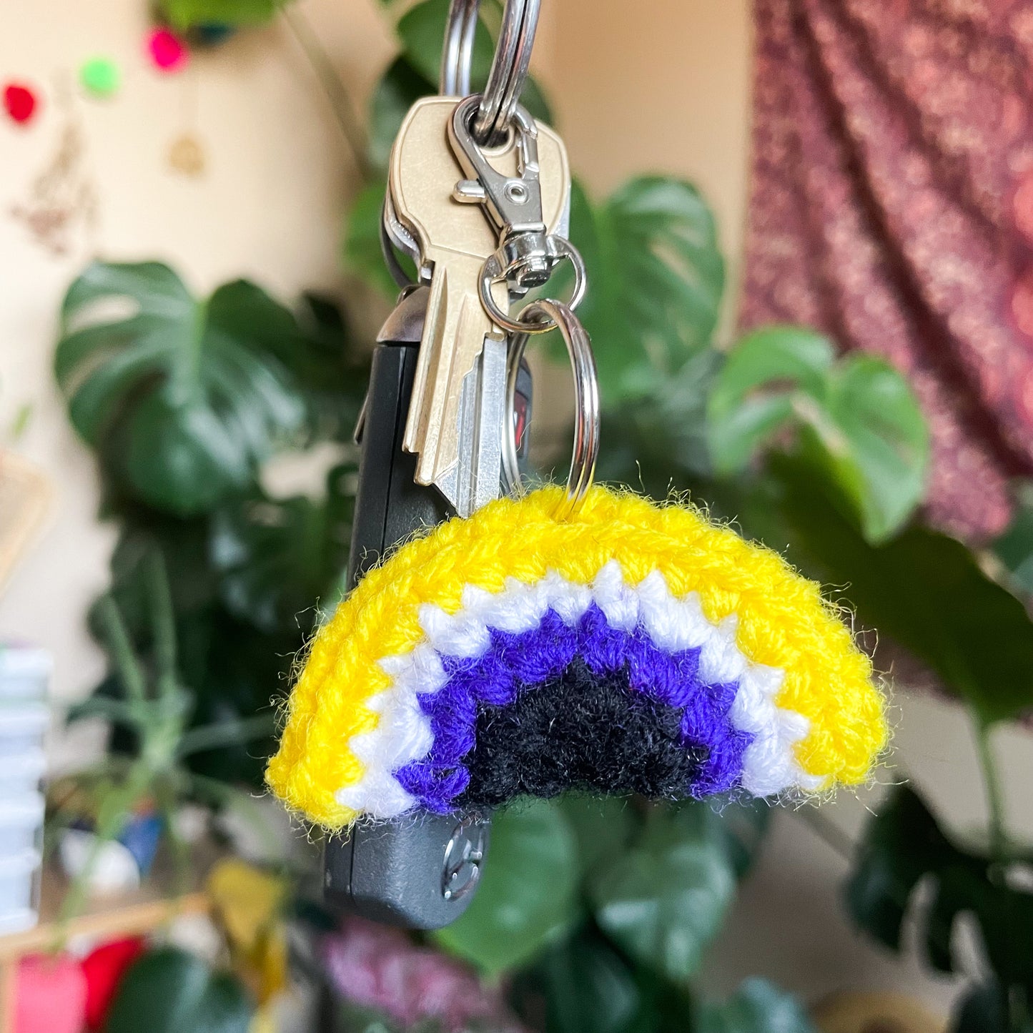 Non-Binary Flag Crochet Keychain