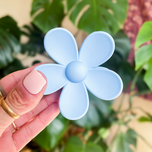 Flower Claw Clip - Light Blue