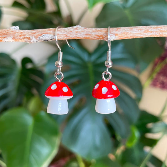 Mini Mushroom Earrings - Red