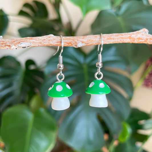 Mini Mushroom Earrings - Green
