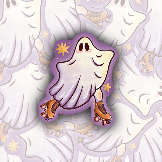 Rollerskating Ghost Sticker