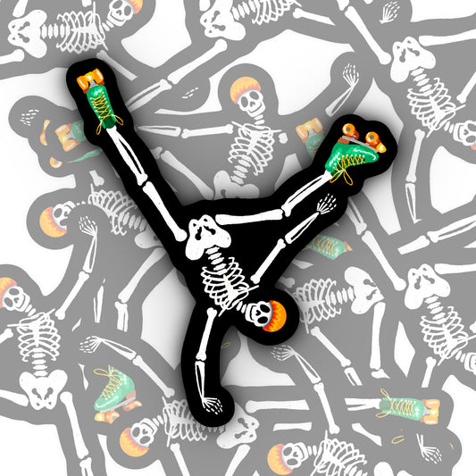 Rollerskating Skeleton Sticker