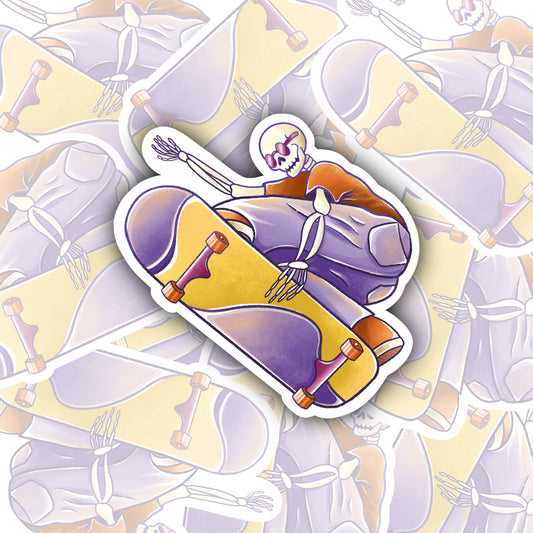 Skateboarding Skeleton Sticker
