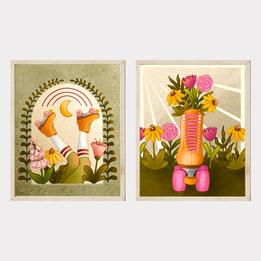 Skate and Bloom Print Pair