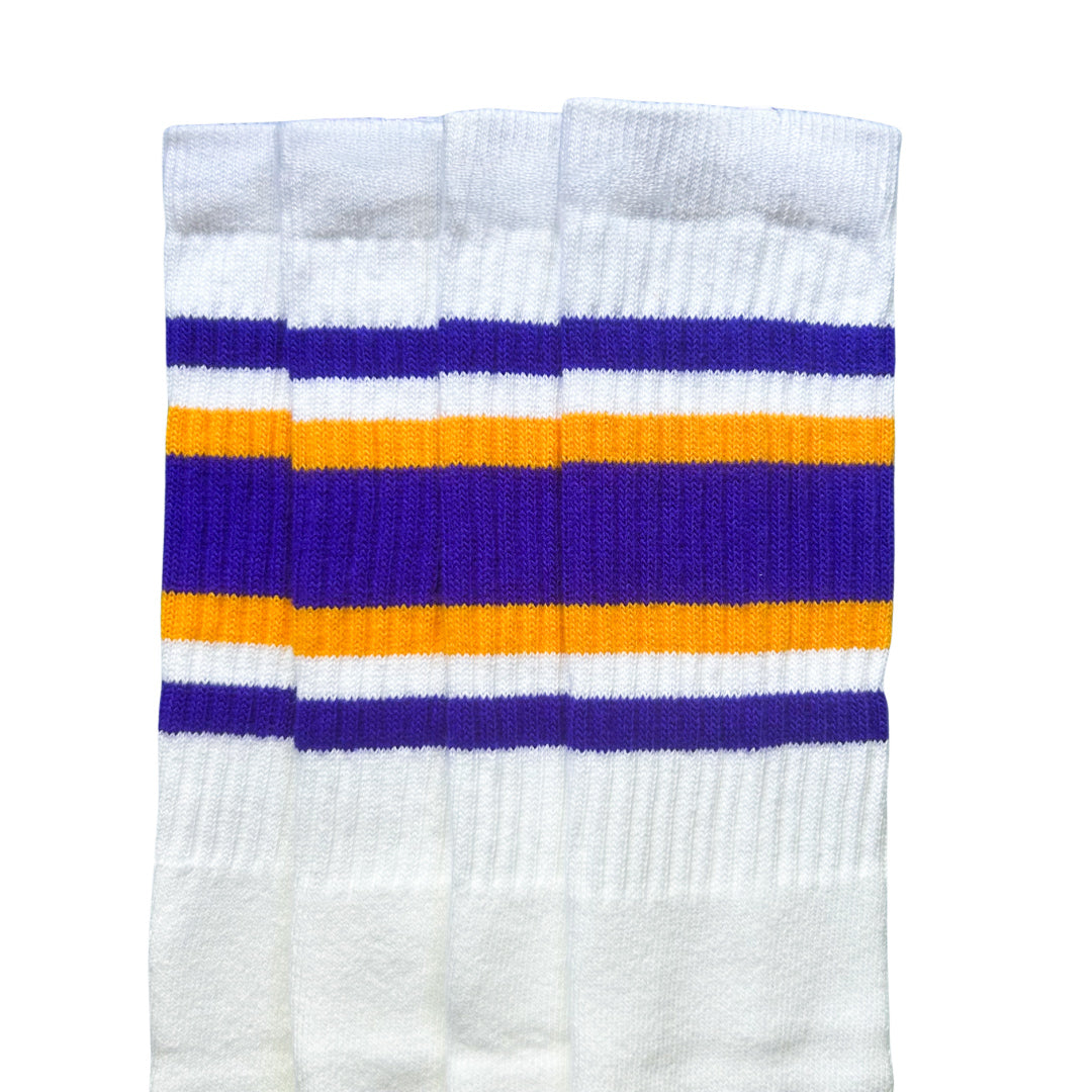Mid-Calf Skater Socks - Purple and Gold