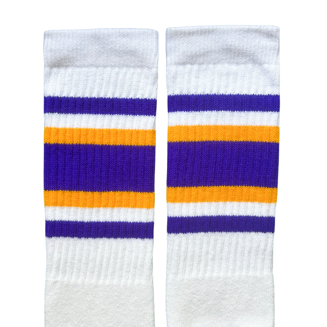 Mid-Calf Skater Socks - Purple and Gold