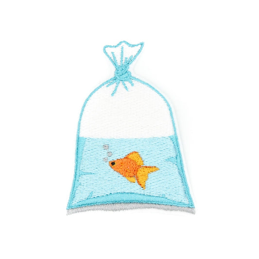 Goldfish In a Bag Embroidered Iron-On Patch