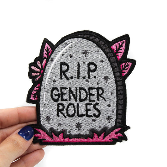 RIP Gender Roles Headstone Embroidered Iron-On Patch