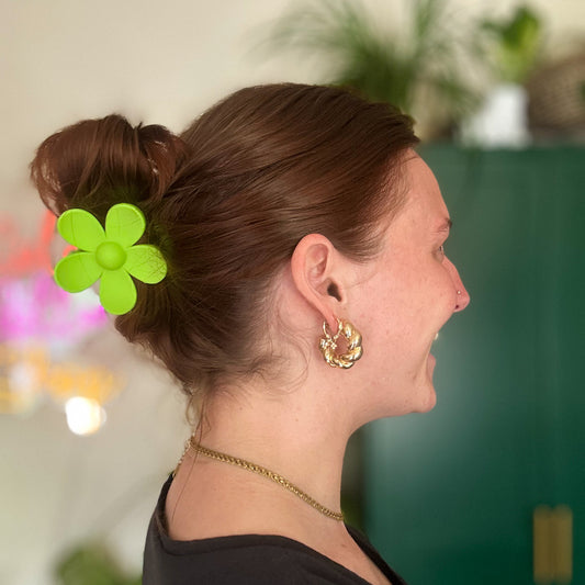 Flower Claw Clip - Lime Green