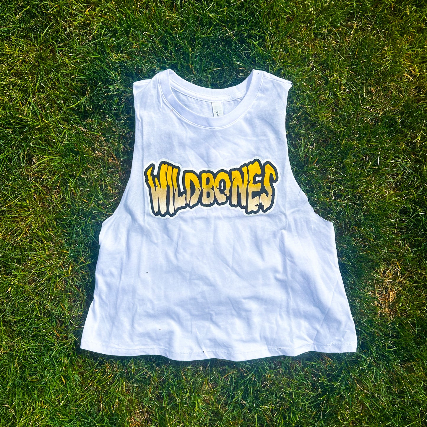 White Wildbones Cropped Muscle Tank - Original Logo