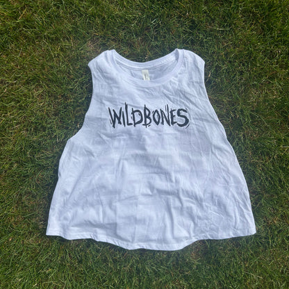 White Wildbones Cropped Muscle Tank - Secondary Logo