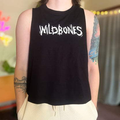 Black Wildbones Cropped Muscle Tank - Secondary Logo
