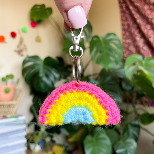 Pansexual Flag Crochet Keychain