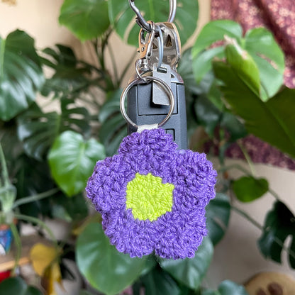 Flower Needle Punch Keychain - Purple and Green