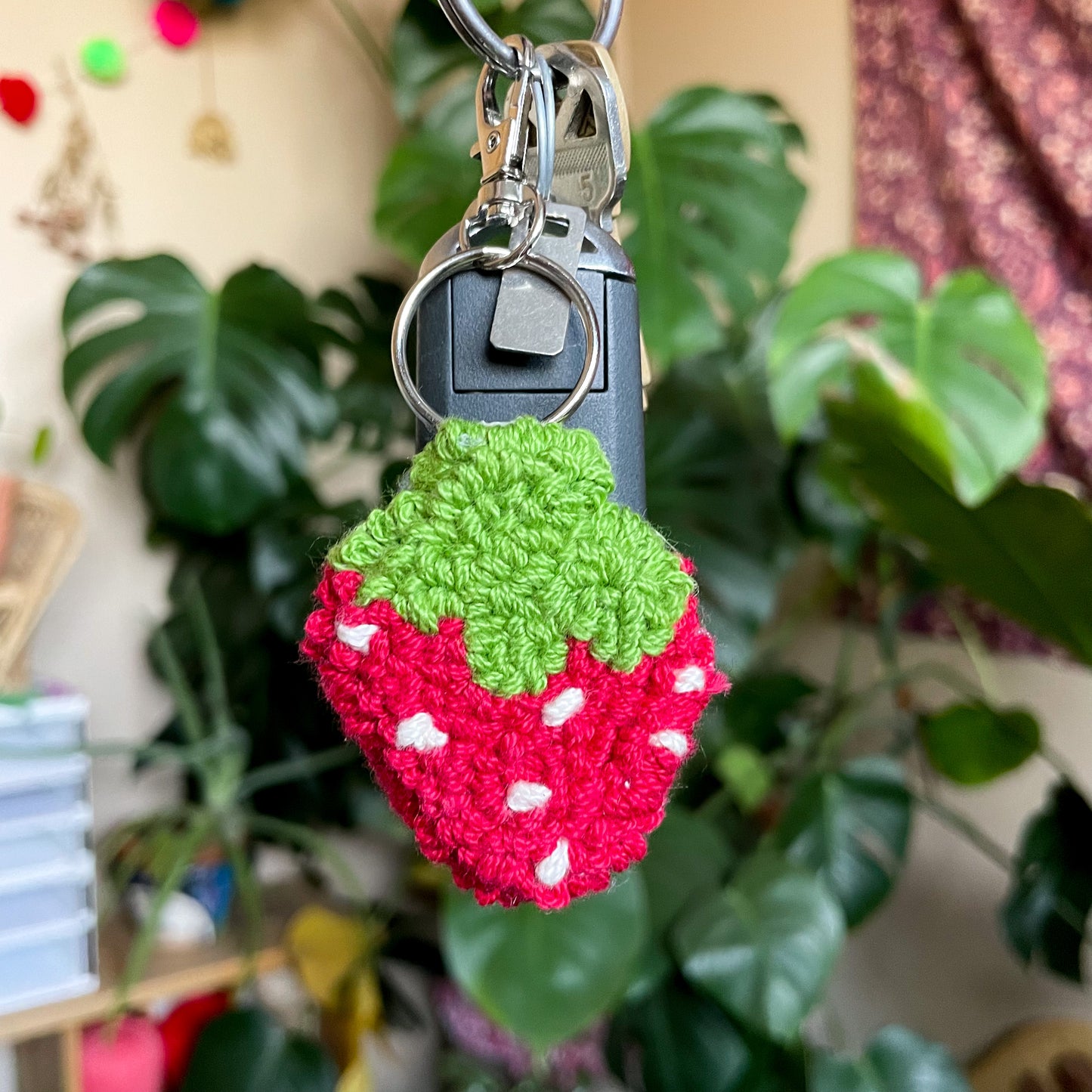 Strawberry Needle Punch Keychain - Red