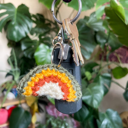 Earthy Rainbow Crochet Keychain