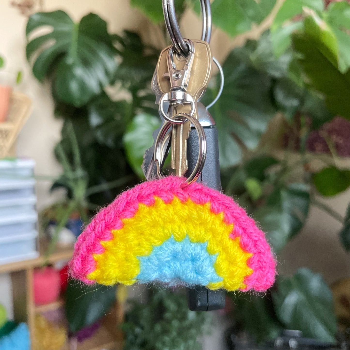 Pansexual Flag Crochet Keychain