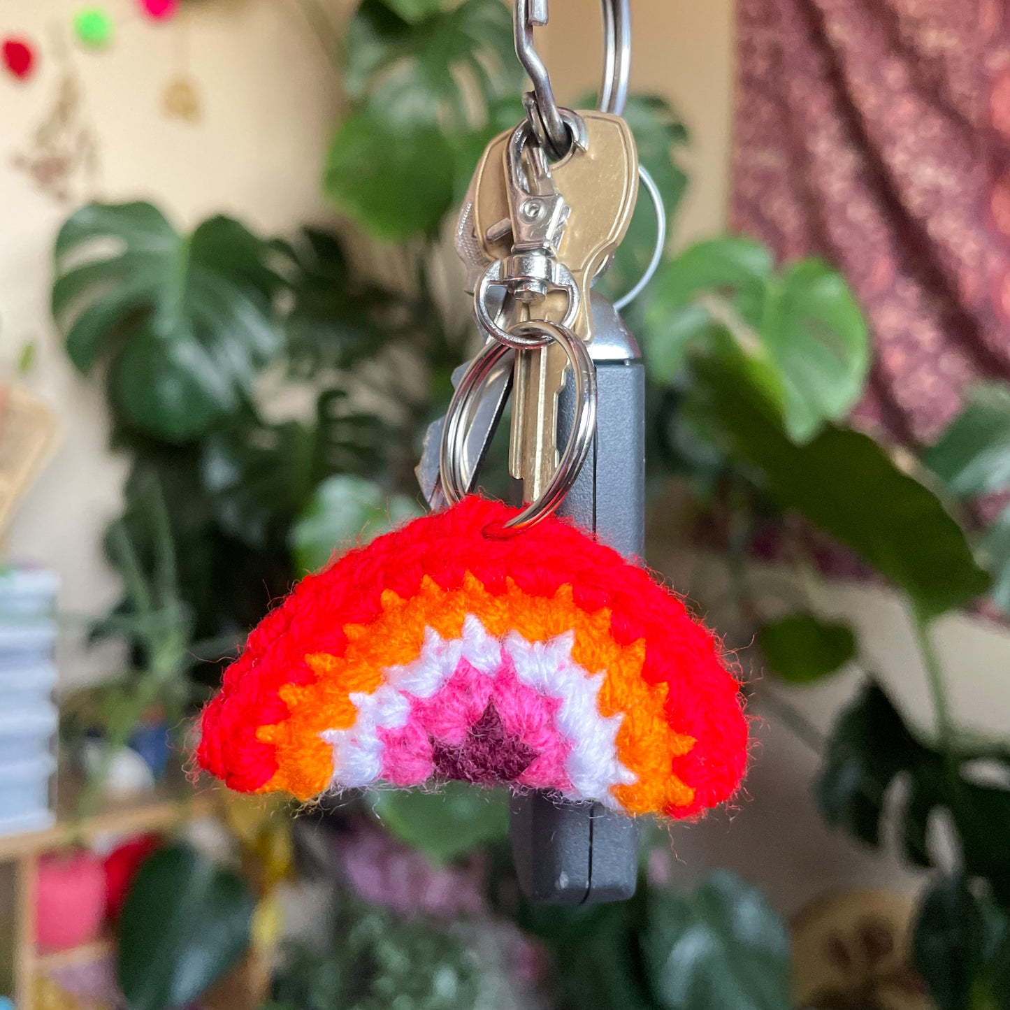 Lesbian Flag Crochet Keychain
