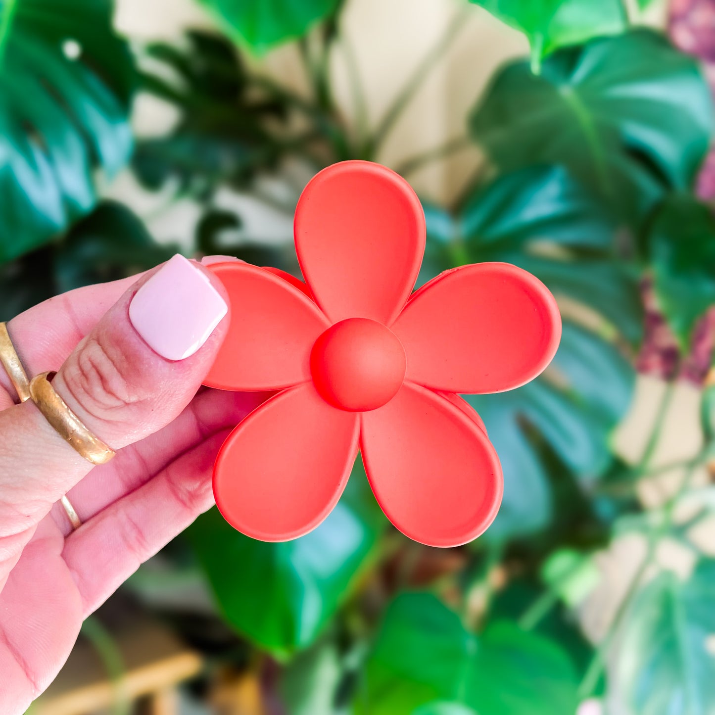 Flower Claw Clip - Vibrant Orange
