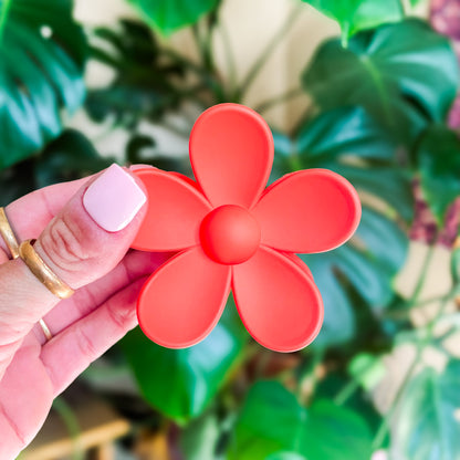Flower Claw Clip - Vibrant Orange