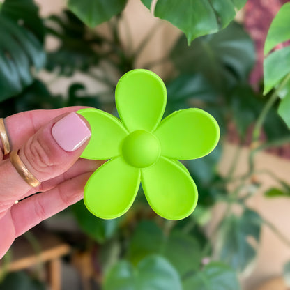 Flower Claw Clip - Lime Green