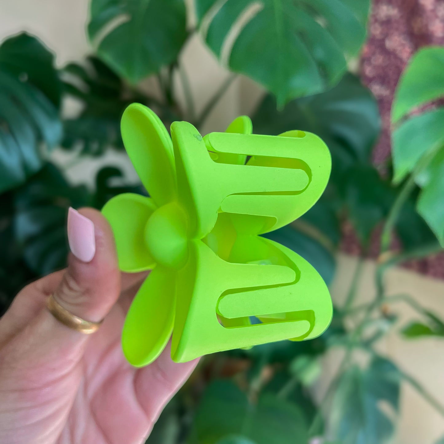 Flower Claw Clip - Lime Green