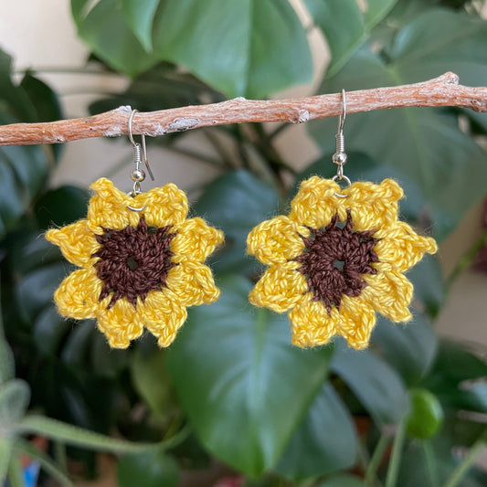 Sunflower Crochet Earrings