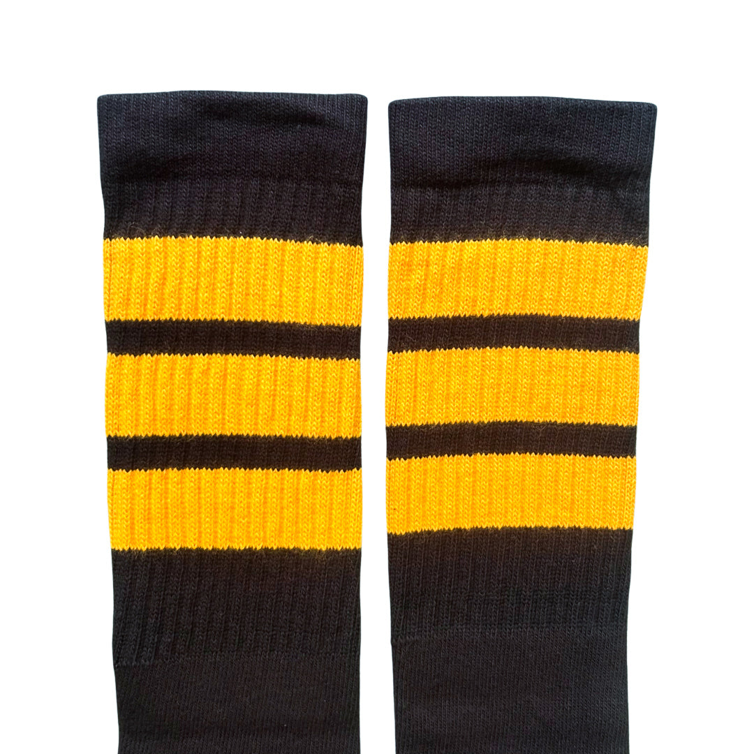 Mid-Calf Skater Socks - Black and Gold
