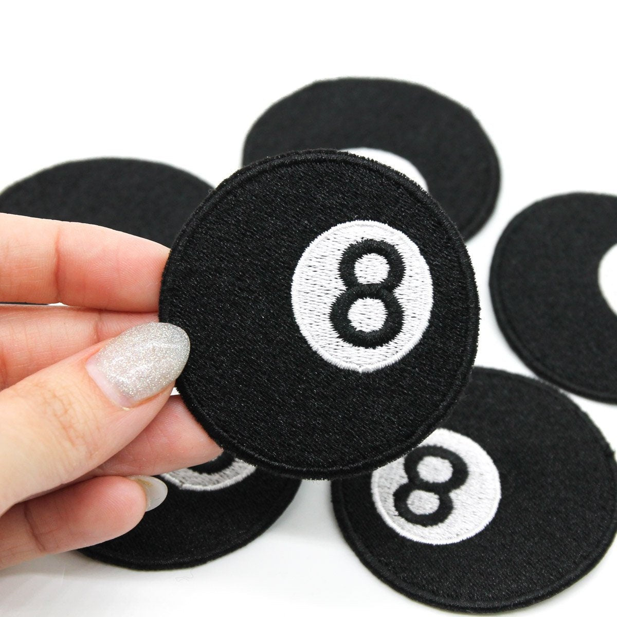 Pool Eight Ball Embroidered Iron-On Patch