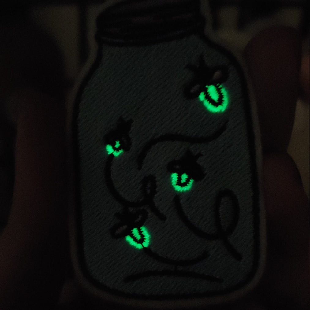 Fireflies In A Jar Glow In the Dark Embroidered Iron-On Patch