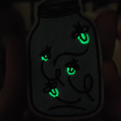 Fireflies In A Jar Glow In the Dark Embroidered Iron-On Patch